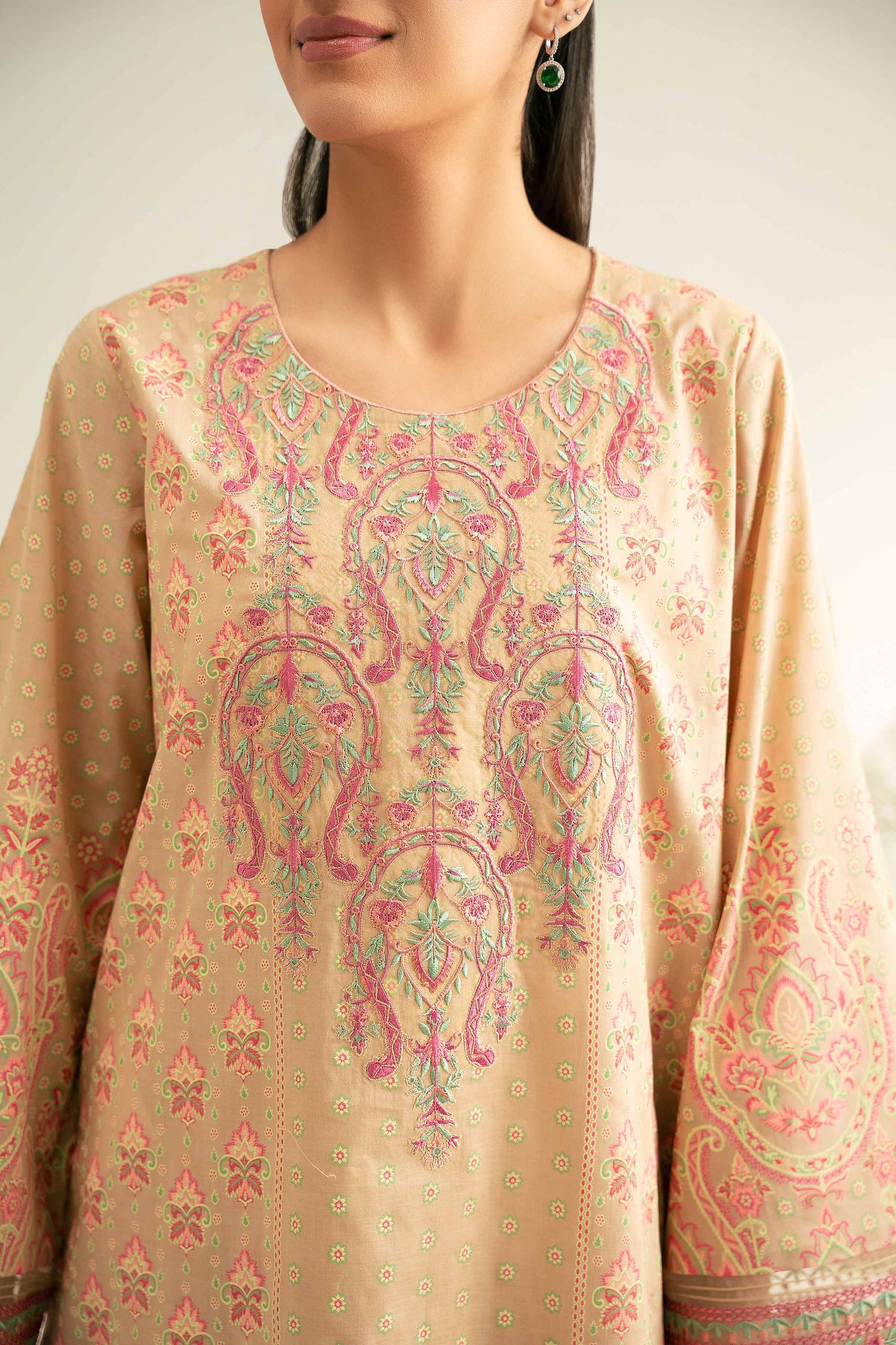 3 Piece - Flatbed Paste Embroidered Suit - 42501668