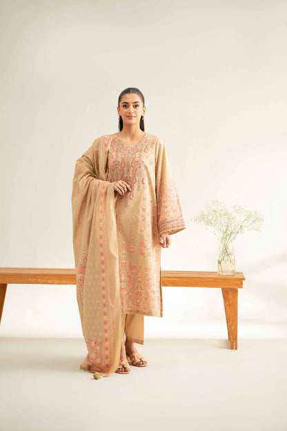 3 Piece - Flatbed Paste Embroidered Suit - 42501668