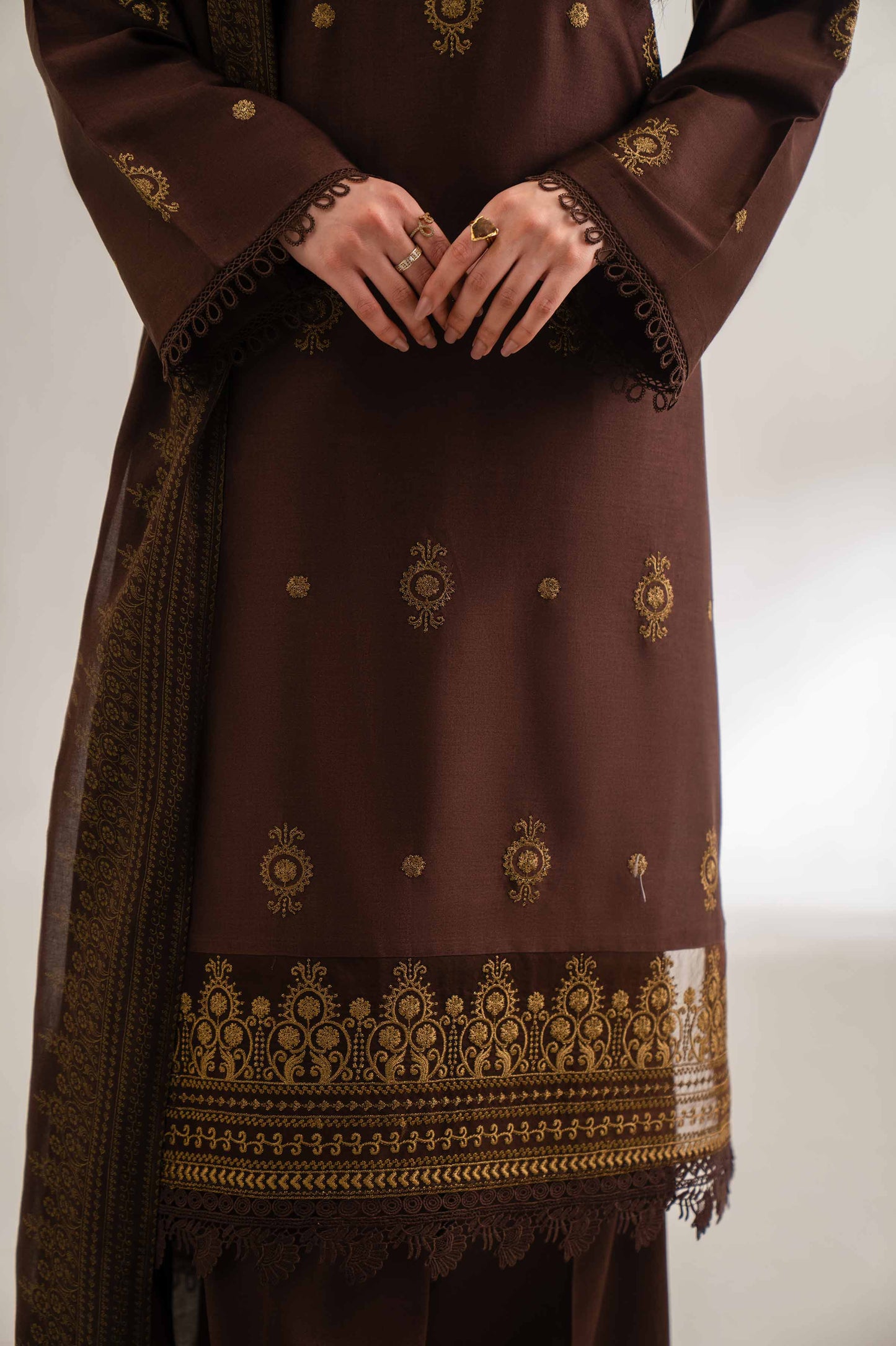 3 Piece - Printed Embroidered Suit - 42501913