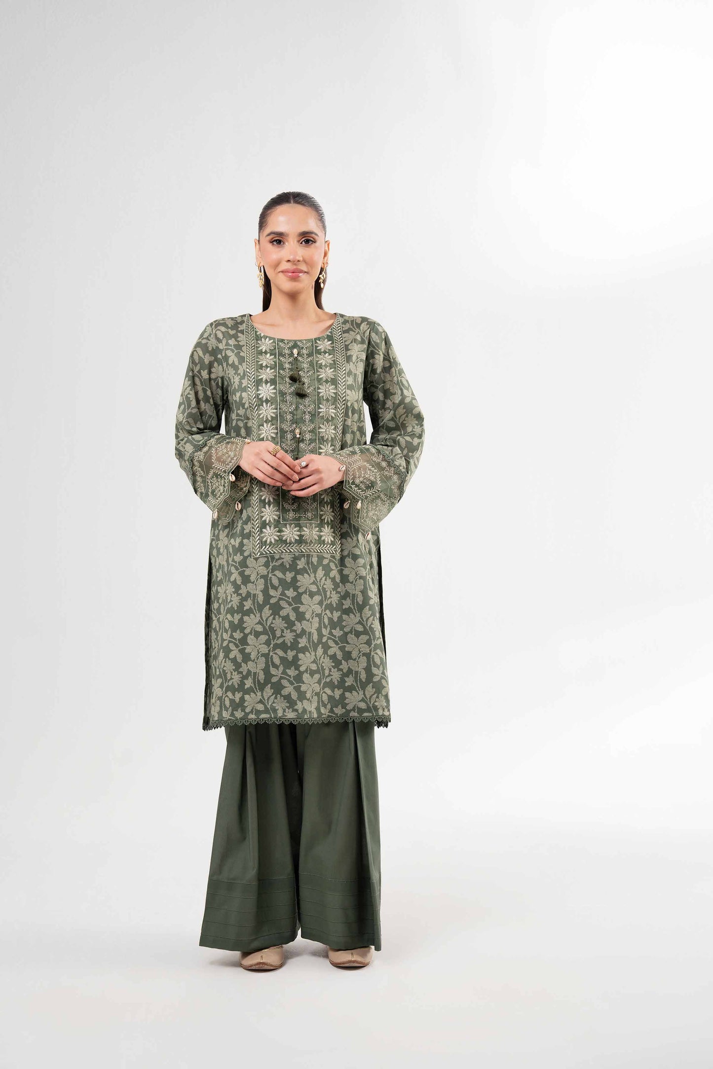 2 Piece - Printed Embroidered Suit - 42502071