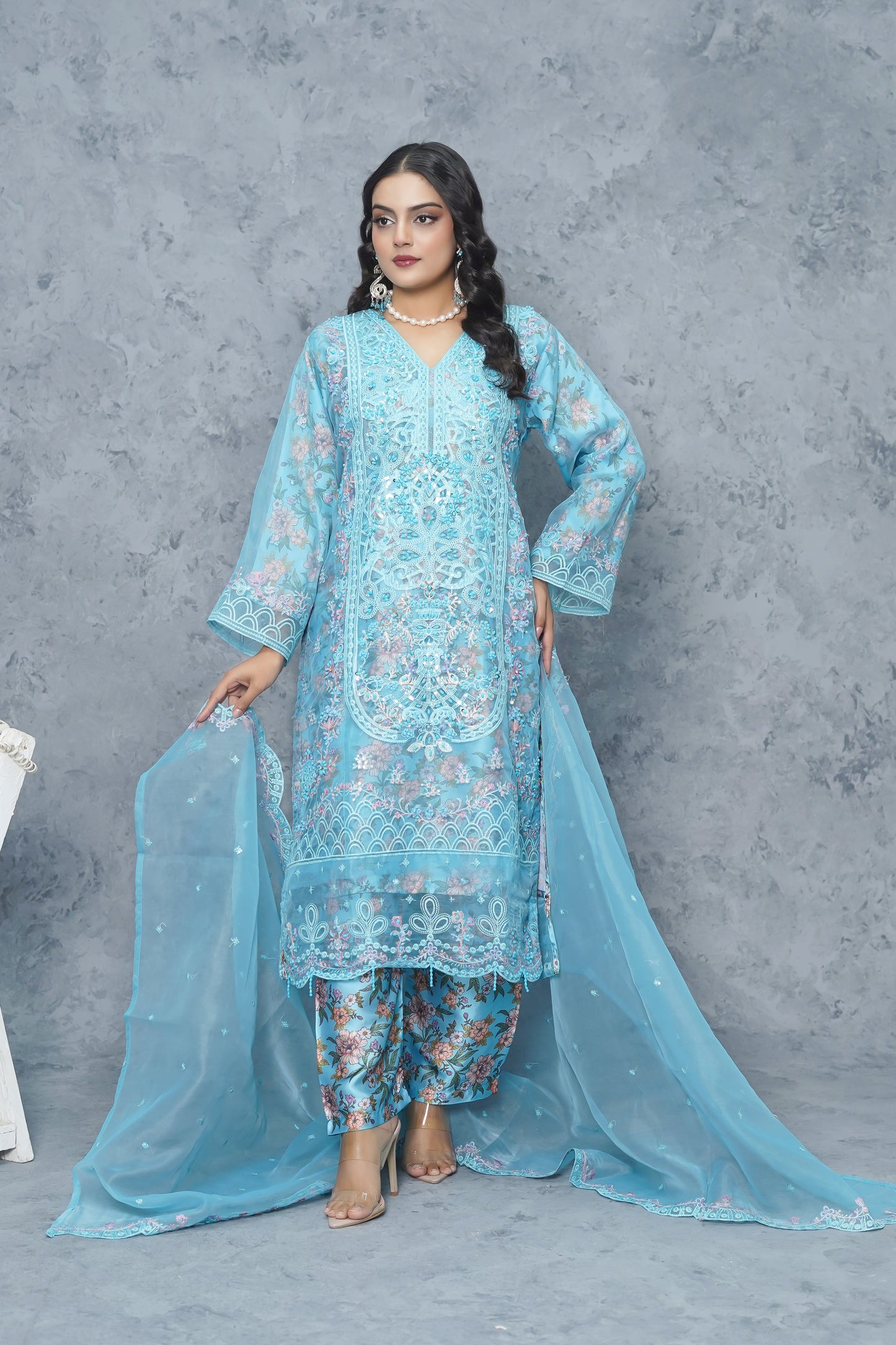 Blue 3 piece suit stich