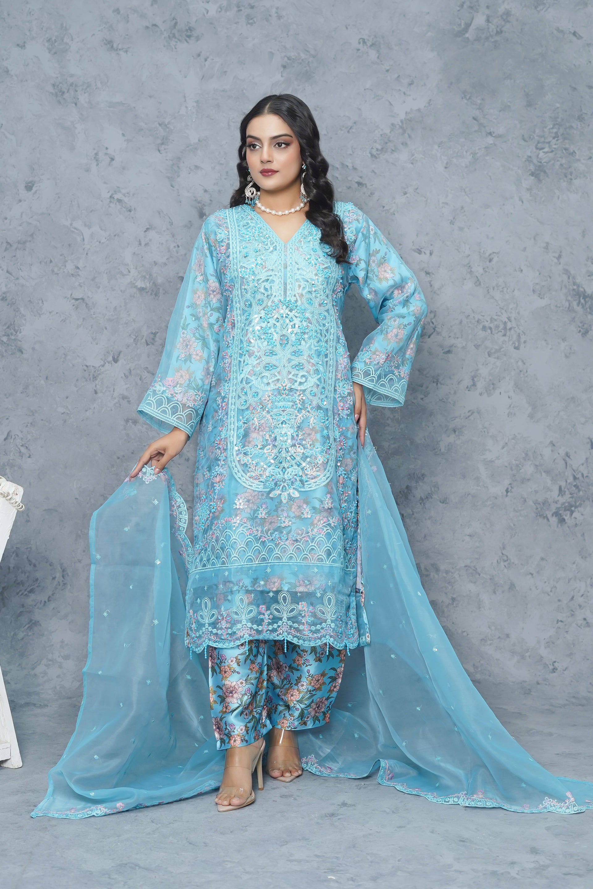 Blue 3 piece suit stich