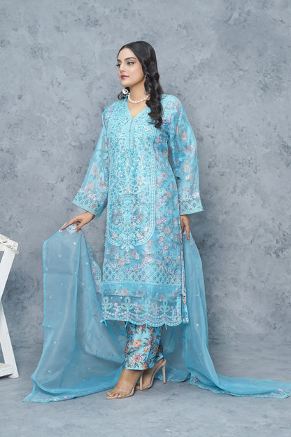 Blue 3 piece suit stich